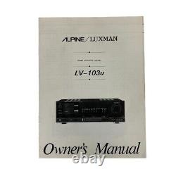 ALPINE/LUXMAN LV-103u vacuum tube integrated amplifier Used Tested Working item