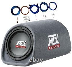 AMPLIFIED MTX 8 RT8PT Bass Tube Sub Enclosure w Remote Bass Control AND Amp Kit
