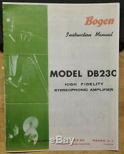 Bogen DB230 retro 1959 tube STEREO amplifier preamp restored ready to play