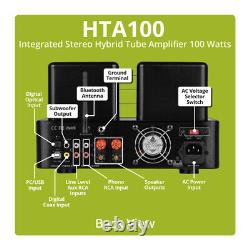 Dayton HTA100 Integrated Stereo Hybrid Tube Amplifier 100 Watts Bluetooth 5.0