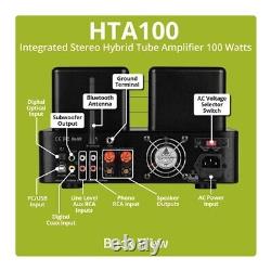 Dayton HTA100 Integrated Stereo Hybrid Tube Amplifier 100 Watts Bluetooth 5.0