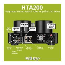 Dayton HTA200 Integrated Stereo Hybrid Tube Amplifier 200 Watts Bluetooth 5.0