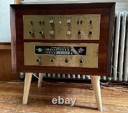 Fisher X-100 Tube Stereo Integrated Amplifier MPX-200 100-R Tuner In MCM Cabinet