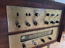 Fisher X-100 Tube Stereo Integrated Amplifier MPX-200 100-R Tuner In MCM Cabinet