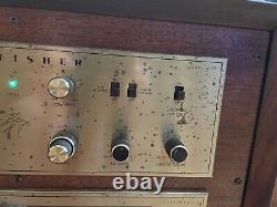 Fisher X-100 Tube Stereo Integrated Amplifier MPX-200 100-R Tuner In MCM Cabinet