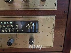 Fisher X-100 Tube Stereo Integrated Amplifier MPX-200 100-R Tuner In MCM Cabinet