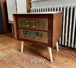 Fisher X-100 Tube Stereo Integrated Amplifier MPX-200 100-R Tuner In MCM Cabinet