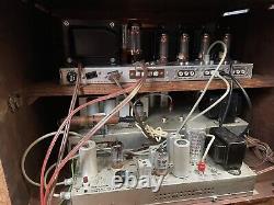 Fisher X-100 Tube Stereo Integrated Amplifier MPX-200 100-R Tuner In MCM Cabinet