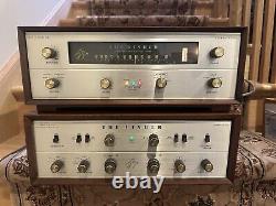 Fisher X-100 tube amp and FM-200B tube tuner with original wooden cabinets