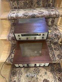 Fisher X-100 tube amp and FM-200B tube tuner with original wooden cabinets