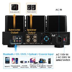 HiFi Bluetooth 5.0 Tube Amplifier COAX/OPT Integrated Audio Amp USB Player 200W