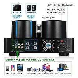 HiFi Bluetooth 5.0 Tube Power Amplifier Coax/Opt Integrated Audio Amp USB