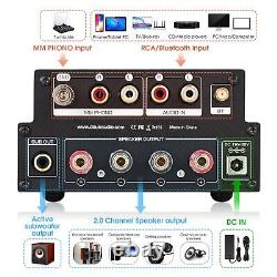HiFi Stereo Bluetooth 5.0 Vacuum Tube Amplifier MM Phono Amp for Turntables 320W