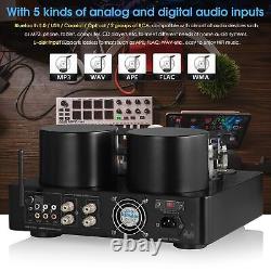 Hifi Bluetooth 5.0 Tube Power Amplifier Coax/Opt Integrated Audio Amp Usb Play