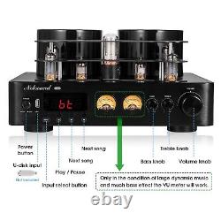 Hifi Bluetooth 5.0 Tube Power Amplifier Coax/Opt Integrated Audio Amp Usb Play