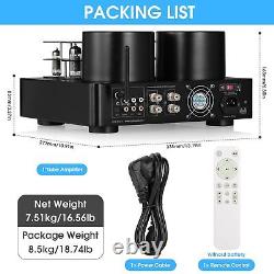 Hifi Bluetooth 5.0 Tube Power Amplifier Coax/Opt Integrated Audio Amp Usb Play
