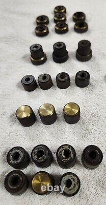 Huge Lot of Fisher Tube Receiver Amplifier Tuner Knobs & Knob Brass Inserts 500C