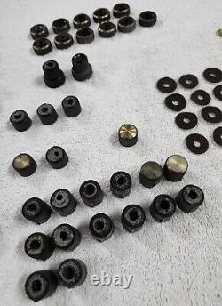 Huge Lot of Fisher Tube Receiver Amplifier Tuner Knobs & Knob Brass Inserts 500C