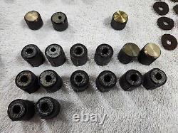 Huge Lot of Fisher Tube Receiver Amplifier Tuner Knobs & Knob Brass Inserts 500C