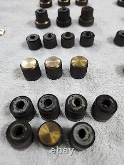 Huge Lot of Fisher Tube Receiver Amplifier Tuner Knobs & Knob Brass Inserts 500C