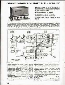 Klangfilm Era Vintage Cinema Tube Amplifiers Geloso G. 203hf Ecl82 Push-pull