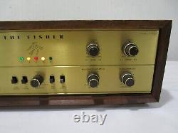 Nice Brass Face Fisher X-1000 Stereo Tube Integrated Amp in Wood Cabinet Cool