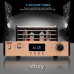 Pyle Bluetooth Tube Amplifier Stereo Receiver, 1000W Stereo with 4 Vacuum Tubes